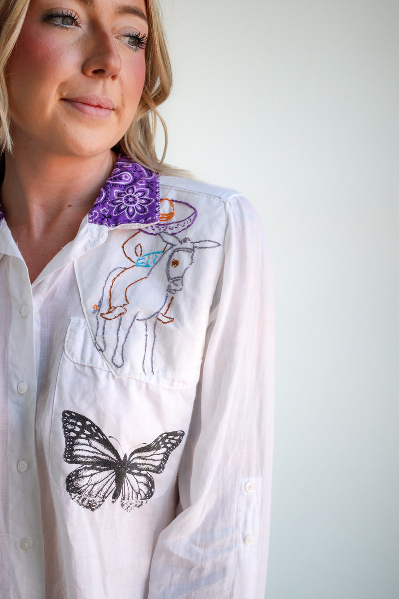 Totem Bucking Bronc and Butterfly Donkey Blouse