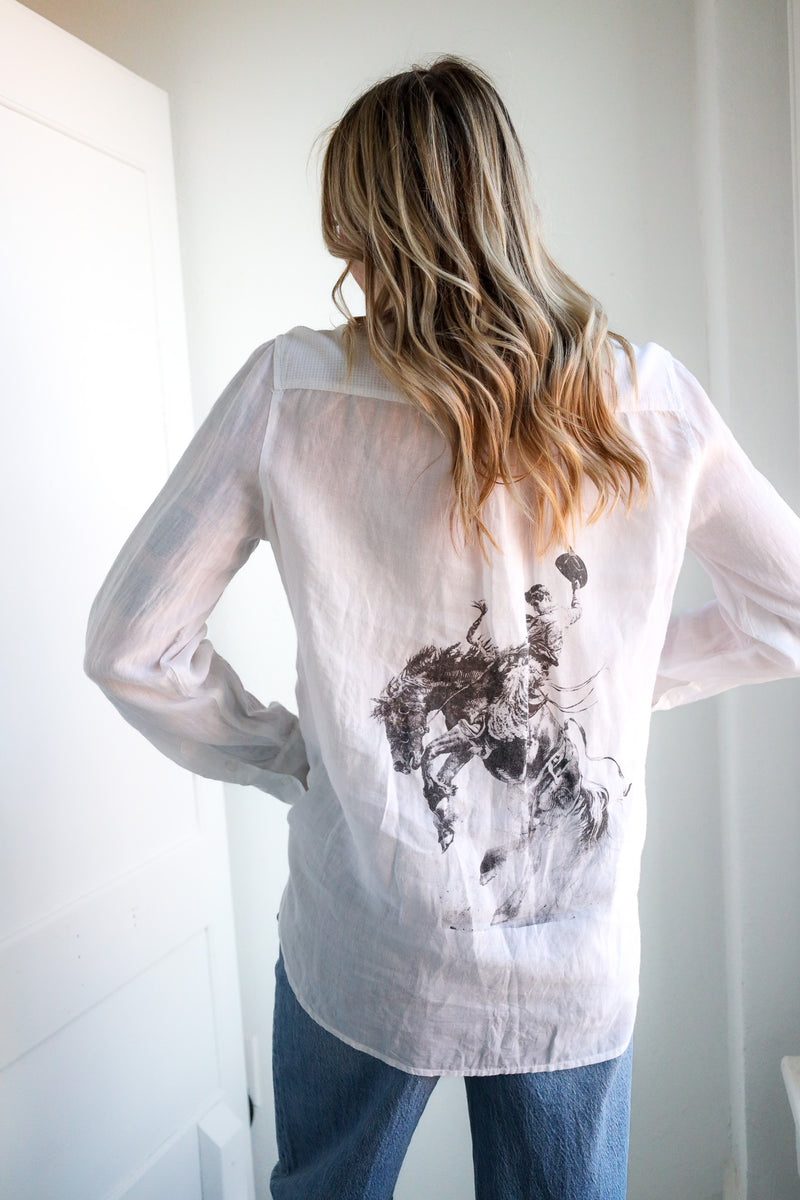 Totem Bucking Bronc and Butterfly Donkey Blouse