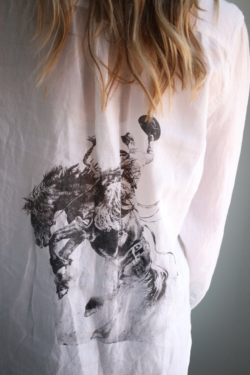 Totem Bucking Bronc and Butterfly Donkey Blouse