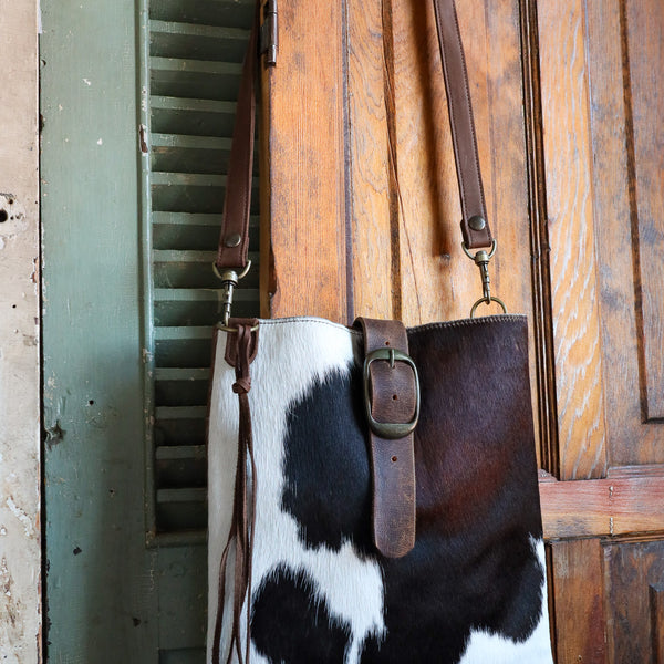 Two Bar West Kansas Brown and White Cowhide Handbag 