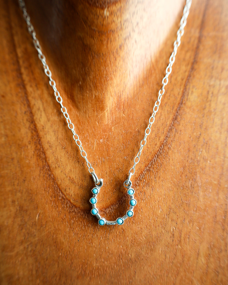 Margaret Sullivan Horseshoe 8 Turquoise Dots Necklace 