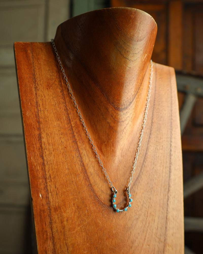 Margaret Sullivan Horseshoe 8 Turquoise Dots Necklace 