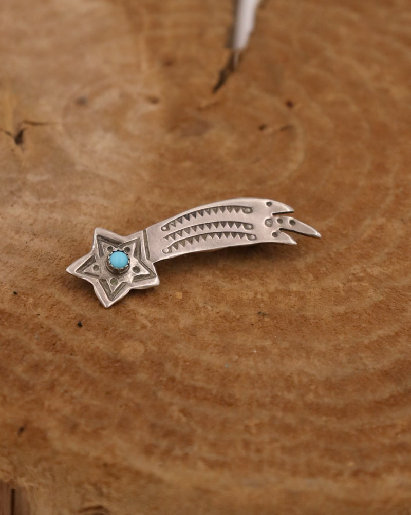 PEYOTE BIRD SHOOTING STAR WITH TURQUOISE DOT SCATTER PIN 