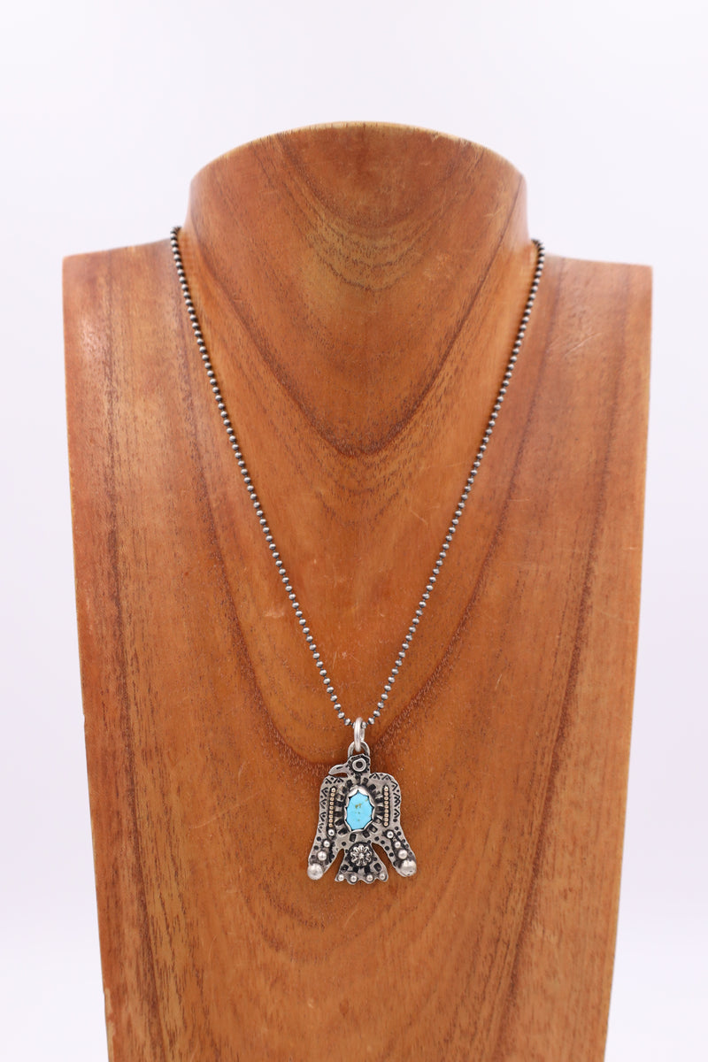 Small Thunderbird 14K Turquoise Necklace Small Thunderbird 14K Turquoise Necklace 