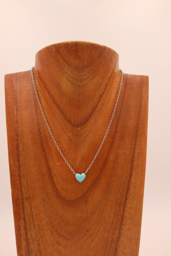 Dainty Kingman Turquoise heart necklace.