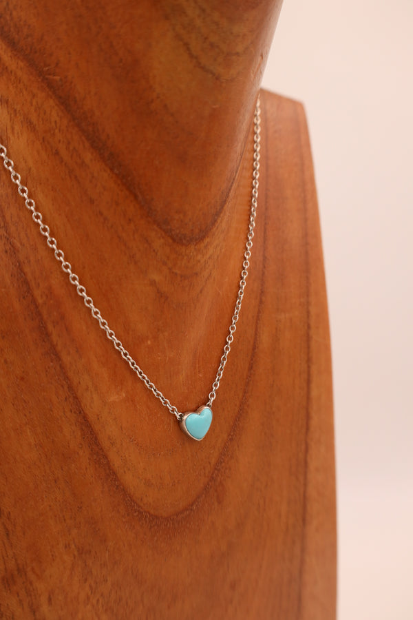 Dainty Kingman Turquoise heart necklace.