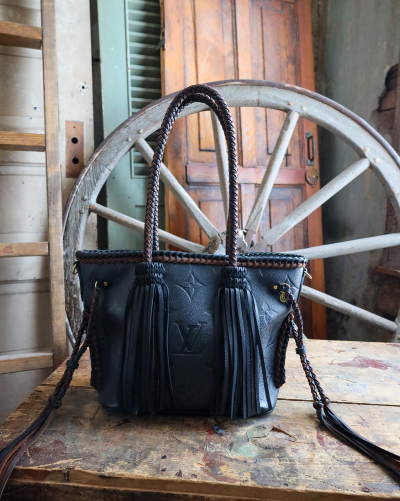 Leather And Vodka Neverful MM Black Empreinte Braided Bag