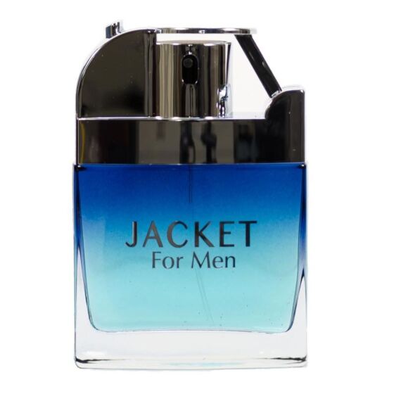 Men's cologne in a blue glass bottle with silver top