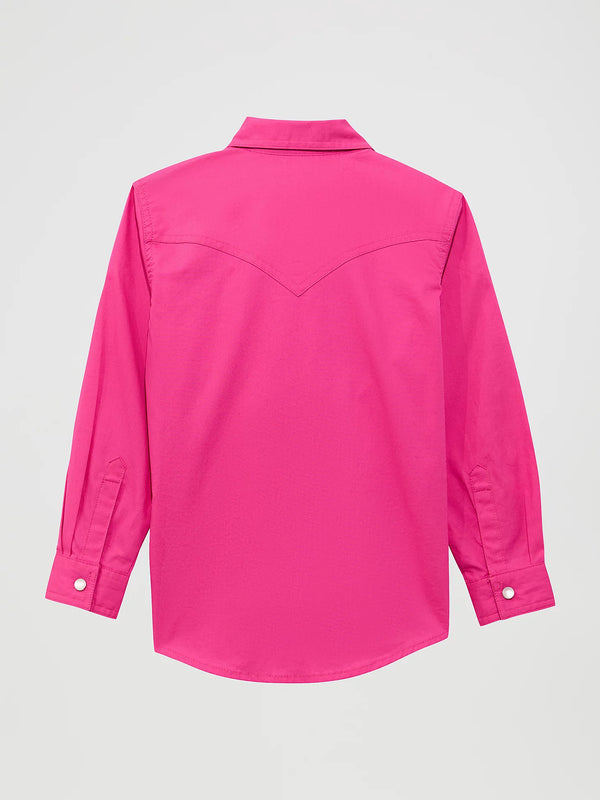 Wrangler Girl's Long Sleeve Solid Western Snap Shirt