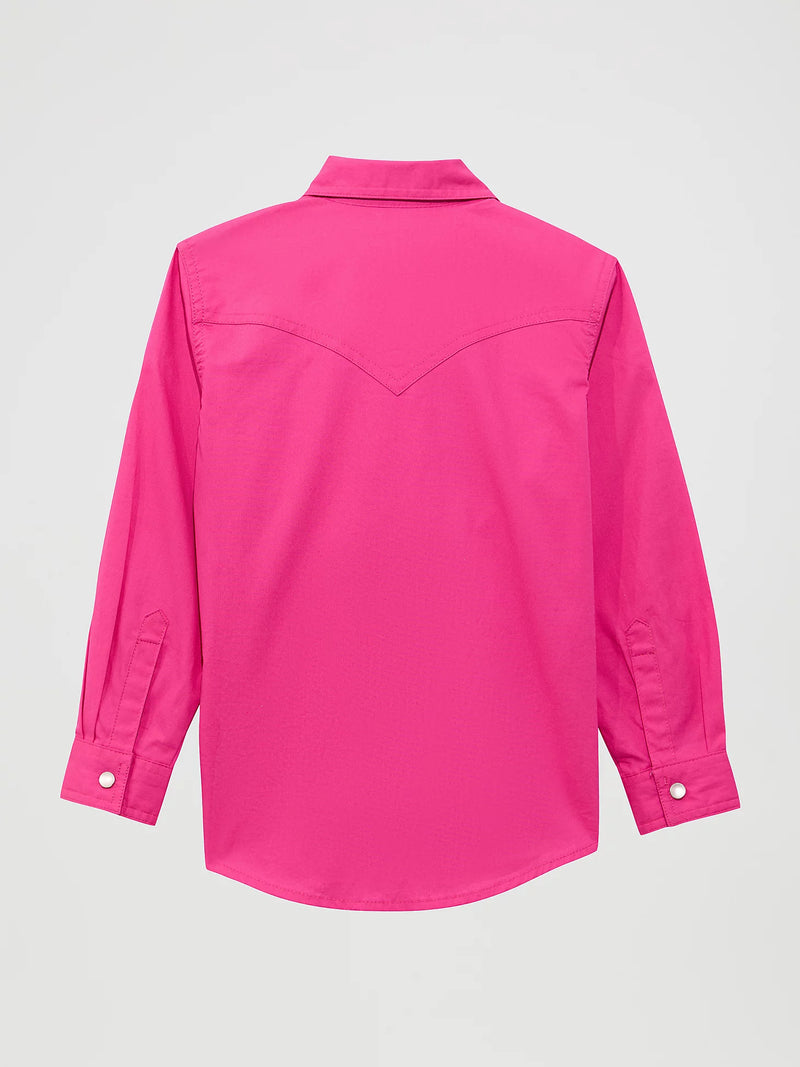 Wrangler Girl's Long Sleeve Solid Western Snap Shirt