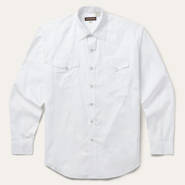 White Pinpoint Oxford Western Shirt