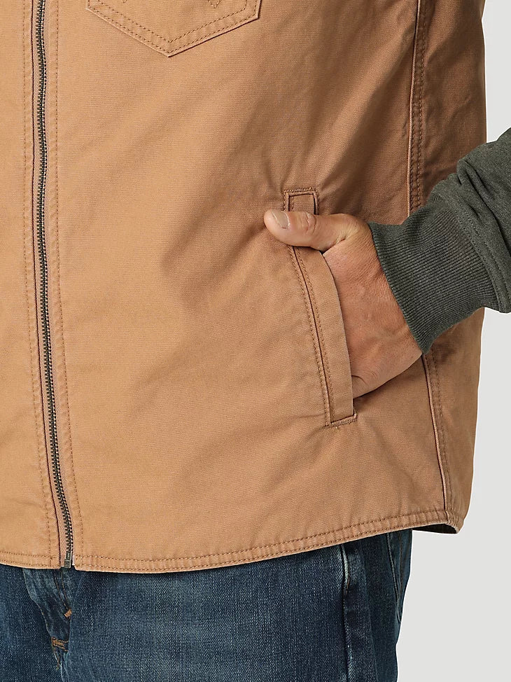 WRANGLER MEN'S QUILT LINED RANCHER VEST IN TOBACCO BROWN