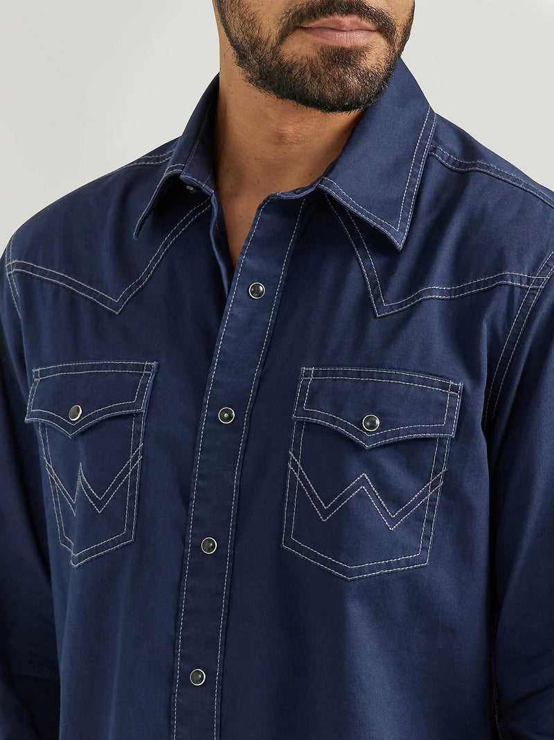 WRANGLER RETRO PREMIUM WESTERN SNAP SOLID SHIRT 