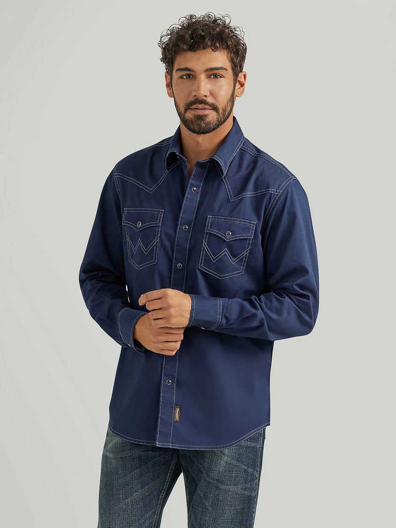 WRANGLER RETRO PREMIUM WESTERN SNAP SOLID SHIRT 