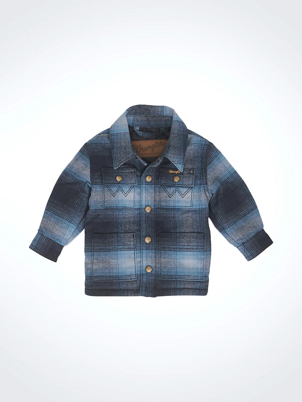 Wrangler Little Boy's Quilt Lined Flannel Shirt Jacket in Mid-State