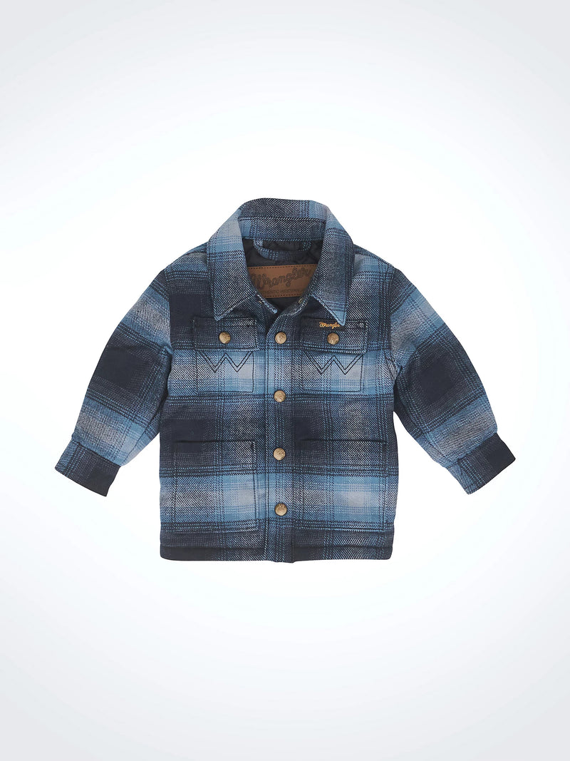 Wrangler Little Boy's Quilt Lined Flannel Shirt Jacket in Mid-State