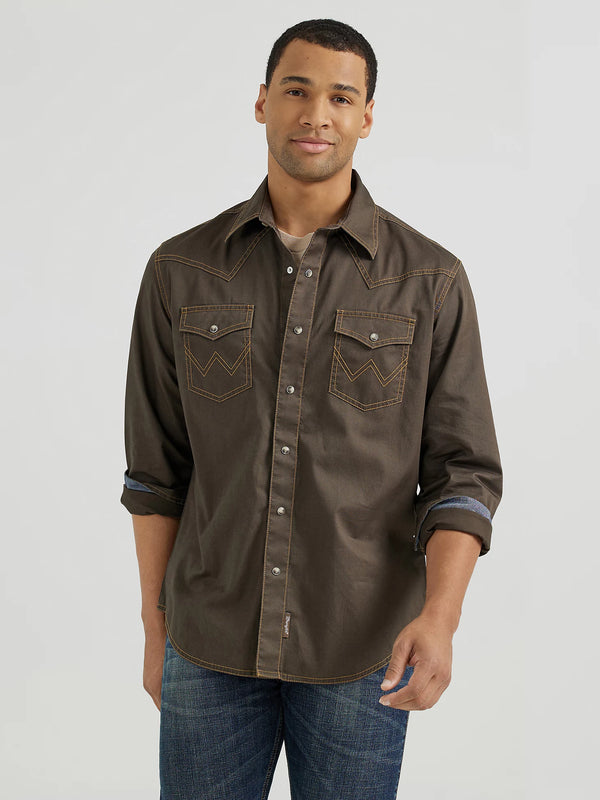 Wrangler Retro Premium Western Snap Solid Shirt