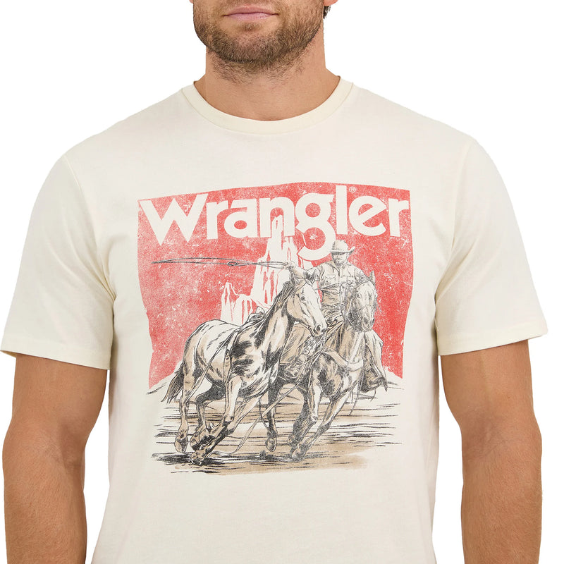 Wrangler Men's Cream Horses & Mountain Tee