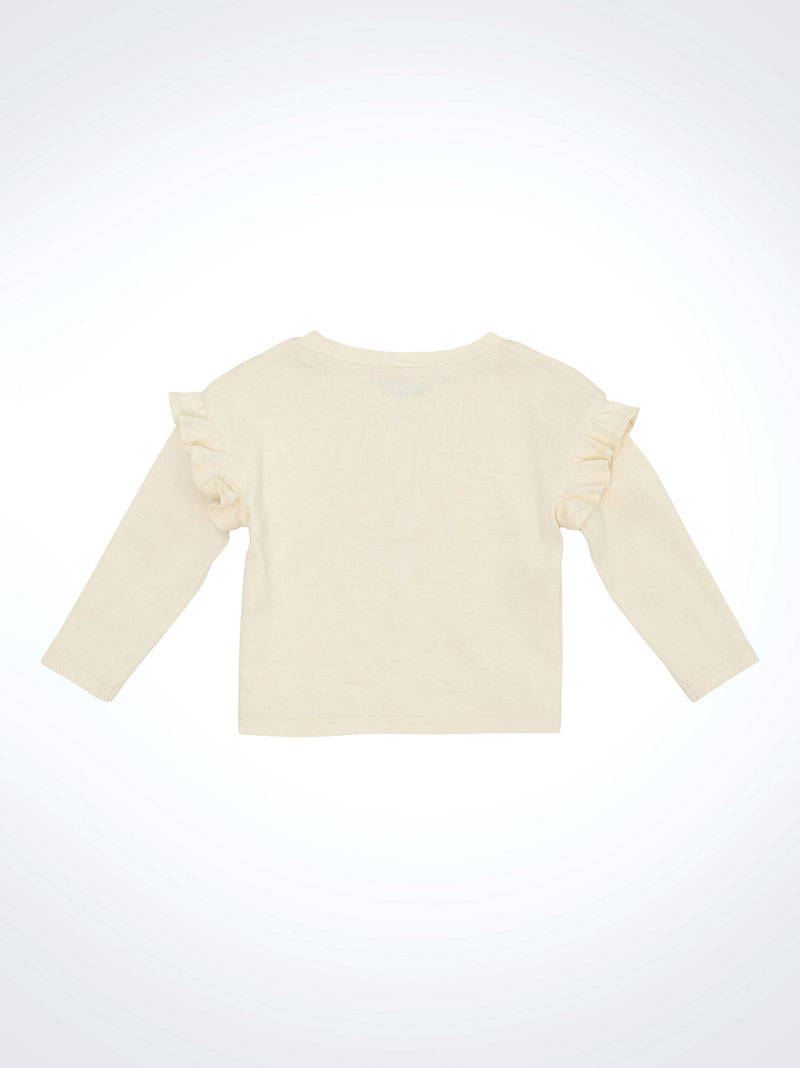 Wrangler Little Girl's Long Sleeve Ruffle Shoulder Graphic Tee