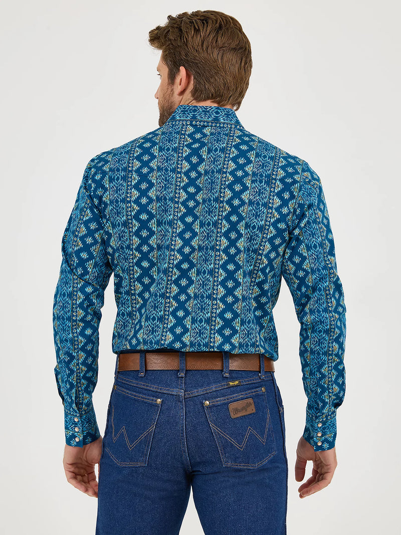 Wrangler Checotah® Long Sleeve Western Snap Printed Shirt