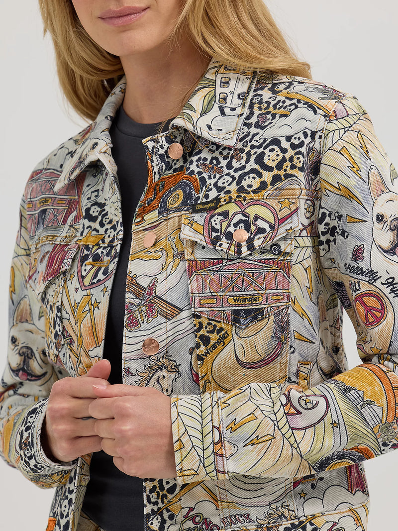 Wrangler x Lainey Wilson Life of Lainey Trucker Jacket in Storyteller Print