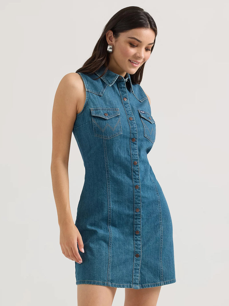 Wrangler Sleeveless Western Snap Shirt Dress