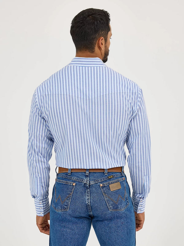 Wrangler Wrinkle Resist Long Sleeve Western Snap Stripe Shirt