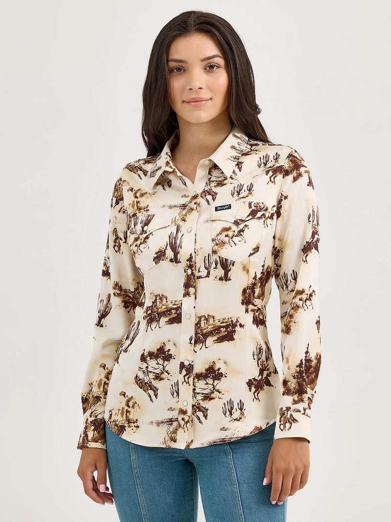 Wrangler Bold Bucking Cowboy Western Snap Shirt