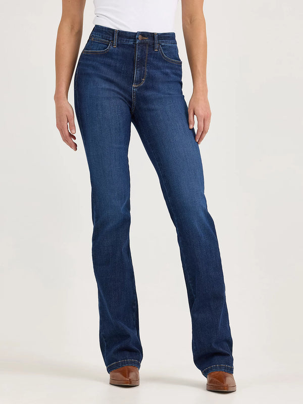 Person wearing blue jeans on a white background