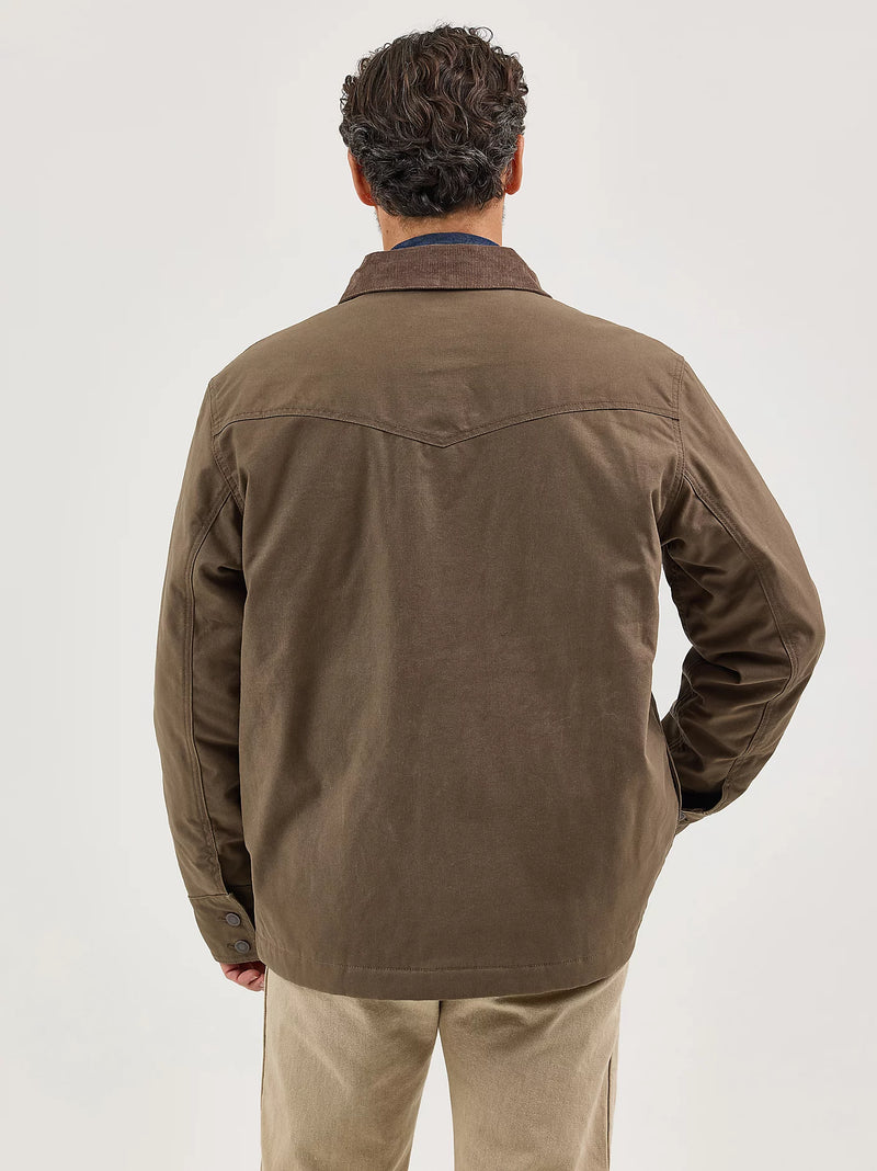 Man wearing a brown jacket on a white background