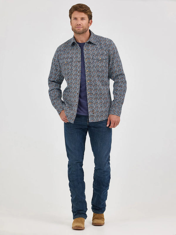 Wrangler® Retro® Premium Long Sleeve Western Snap Printed Shirt