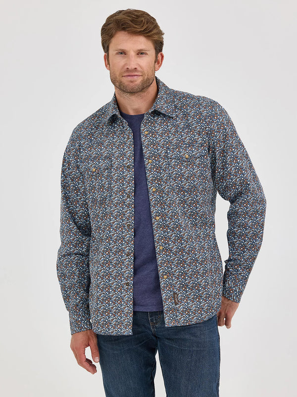 Wrangler® Retro® Premium Long Sleeve Western Snap Printed Shirt