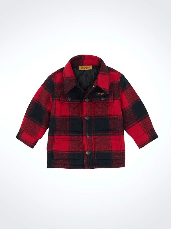 Red and black plaid jacket on a white background