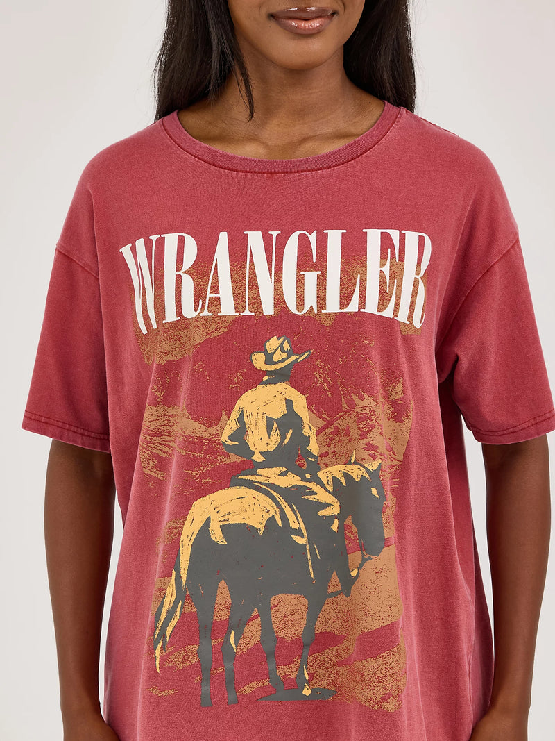 Wrangler Women's Acid Wash Graphic Oversized Tee