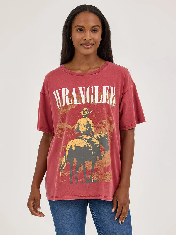 Wrangler Women's Acid Wash Graphic Oversized Tee