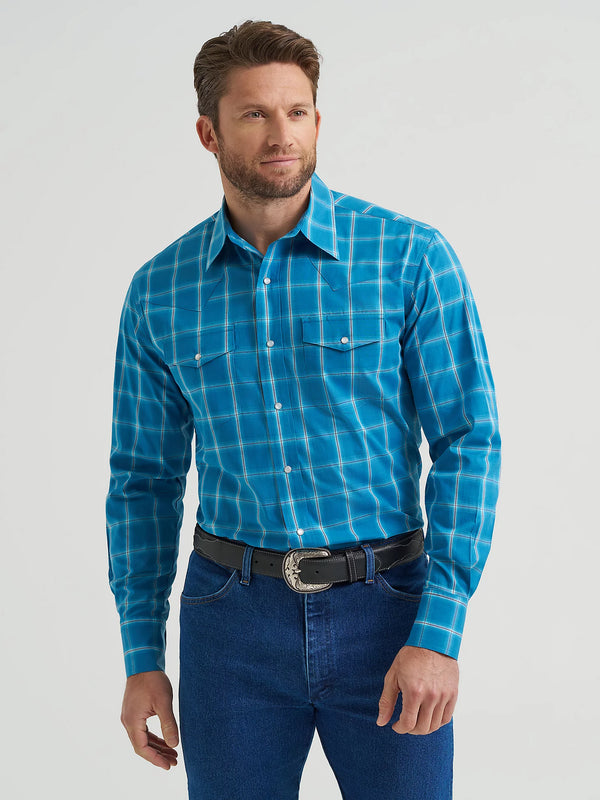 Wrangler Men's Wrinkle Resist Long Sleeve Western Snap Plaid Shirt