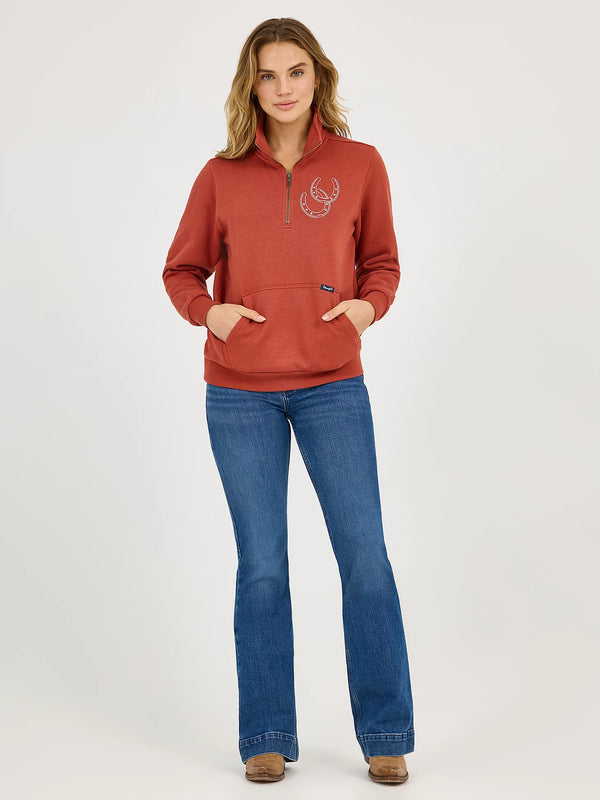 Wrangler Women's Western Quarter Zip Sweatshirt