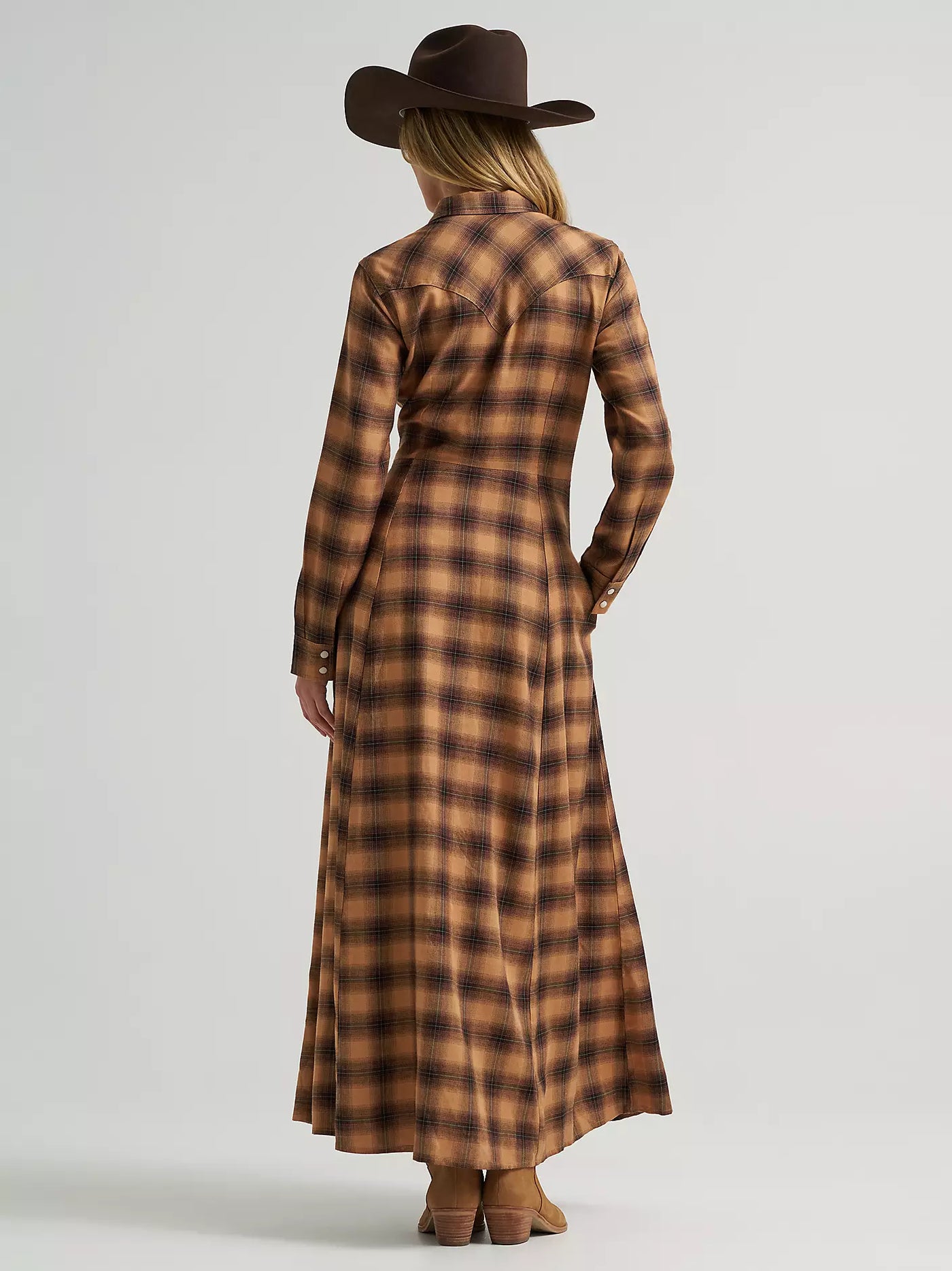 brown plaid dress long sleeve Wrangler Women's Maxi Shirt Dress, Maxi Dresses Macy's Summer homecoming dresses ideas Color:Black Stretch Suede She can pair this