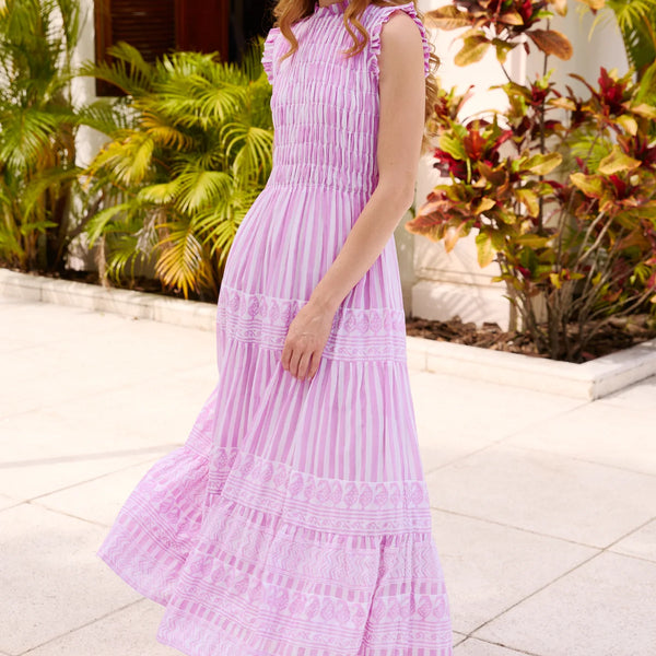 OLIPHANTDESIGN Sleeveless Smocked Maxi- Santorini Lilac – Maverick