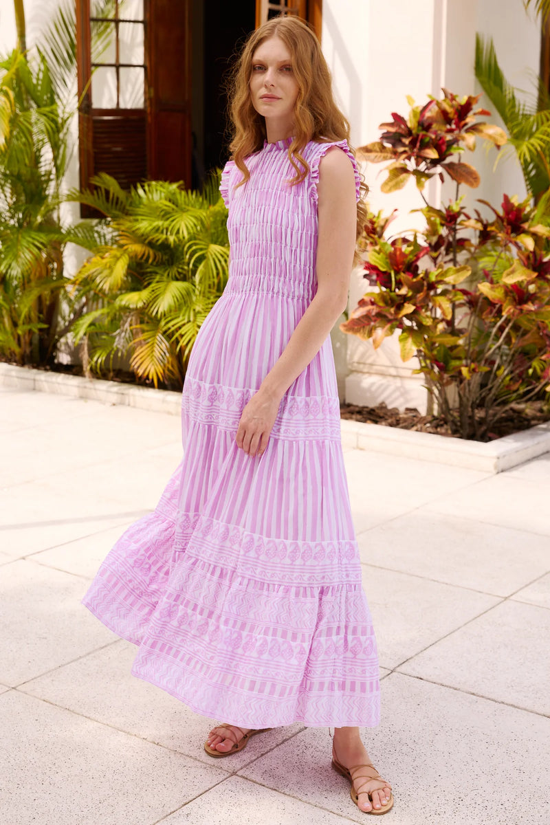 oliphant smocked maxi dress FINAL SALE OLIPHANT Sleeveless Smocked Maxi Dress Ziggy Blue