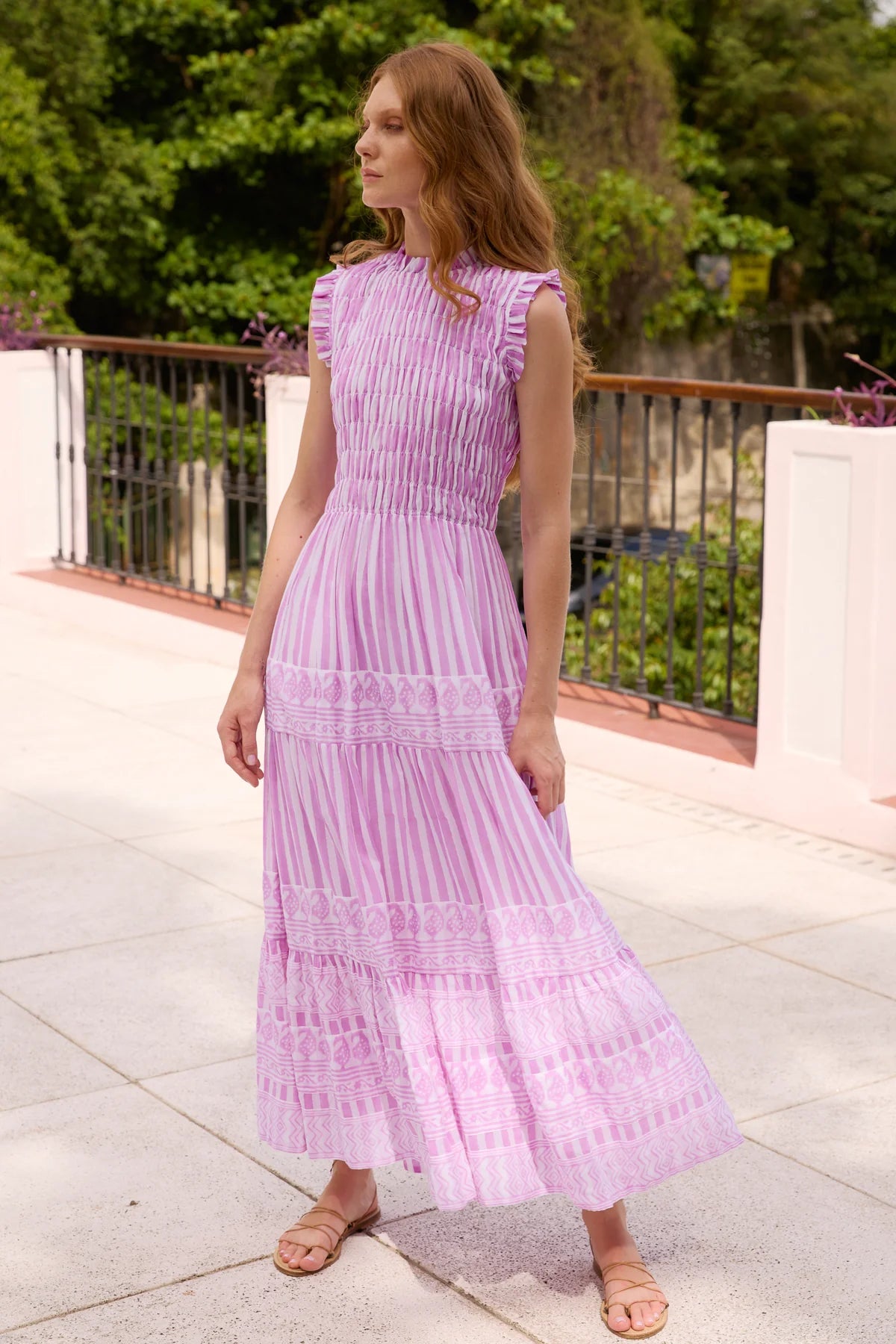 OLIPHANTDESIGN Sleeveless Smocked Maxi- Santorini Lilac – Maverick