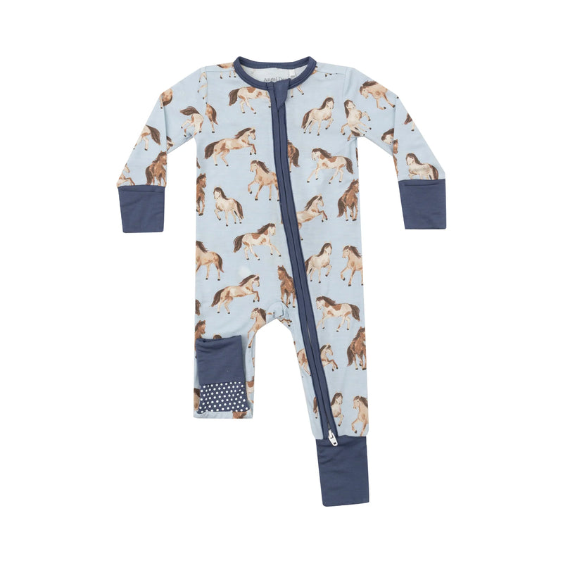 ANGEL DEAR 2 Way Zipper Romper - Horses