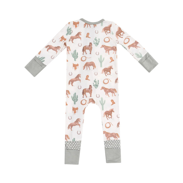 Angel Dear 2 Way Zipper Romper - Western Horses Uni