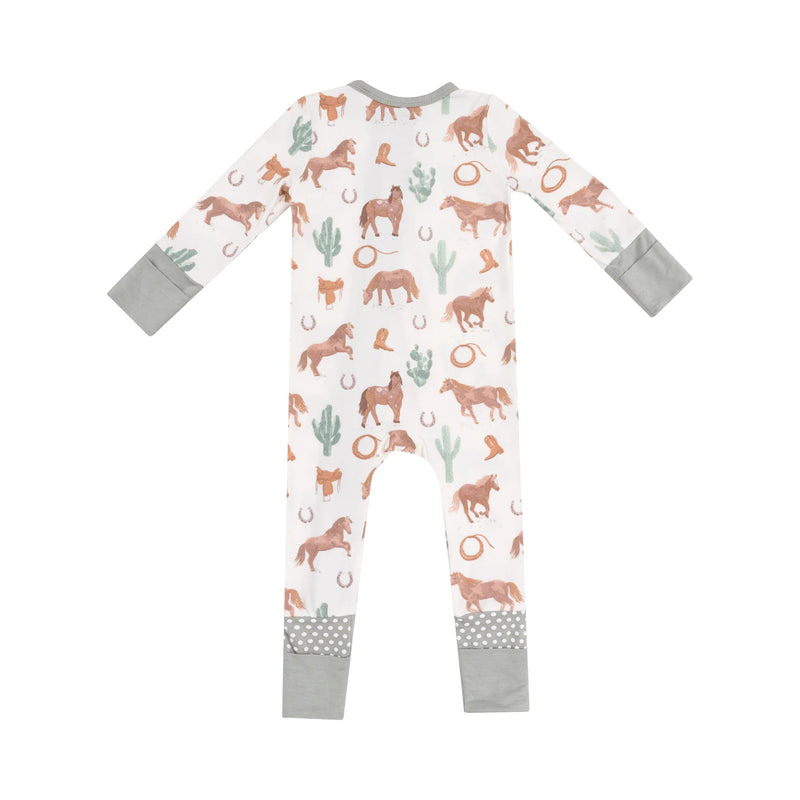 Angel Dear 2 Way Zipper Romper - Western Horses Uni