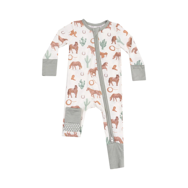 Angel Dear 2 Way Zipper Romper - Western Horses Uni