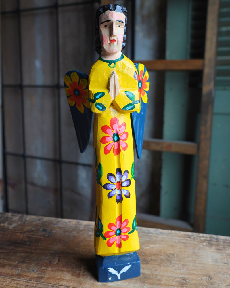 WOODEN PAINTED ANGEL - YELLOW