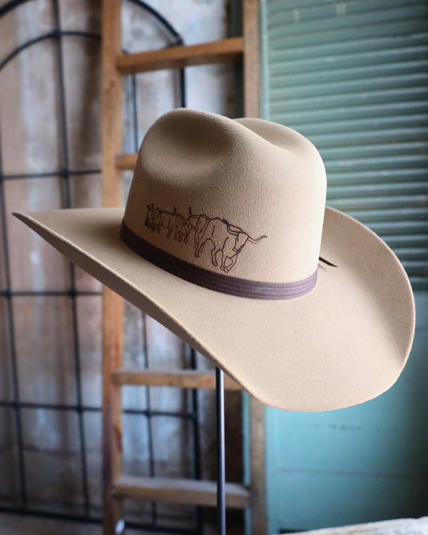 CATTLE DRIVE FAWN WOOL HAT 