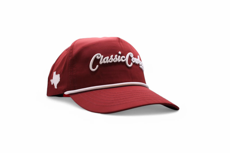Red cap with 'Classic Country' text on a white background
