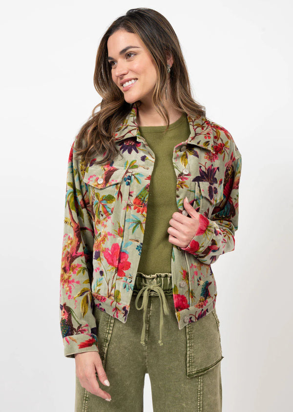 Ivy Jane Bird Print Velveteen Jacket