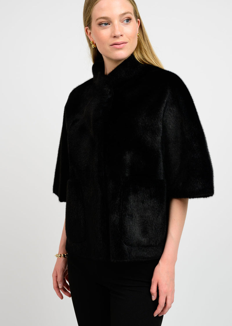 IVY JANE CAPELET FAUX JACKET